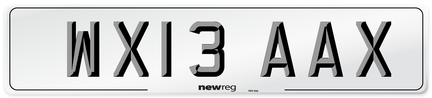 WX13 AAX Number Plate from New Reg
